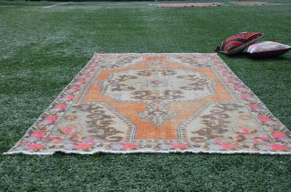 Handmade Vintage Turkish Anatolian rug for home decor, area rug, oushak rug boho rug bedroom rug kitchen rug  bathroom rug kilim, rugs 8x4, 665074