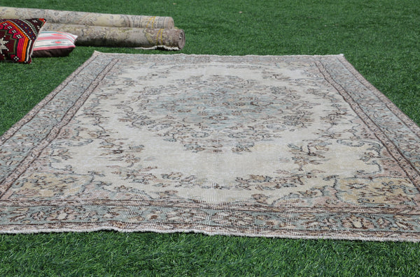 Hand knotted Turkish large Vintage rug for home decor, oversize rug, area rug oushak rug boho rug bedroom kitchen rug  kilim rug, rugs 9x5, 665261