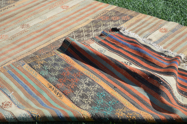 Handmade Turkish large Vintage rug for home decor, oversize rug, area rug oushak rug boho rug bedroom rug kitchen rug  kilim rug, rugs 10x5, 665258