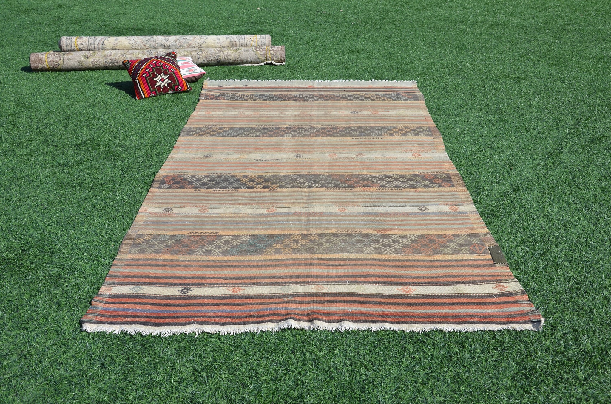 Handmade Turkish large Vintage rug for home decor, oversize rug, area rug oushak rug boho rug bedroom rug kitchen rug  kilim rug, rugs 10x5, 665258