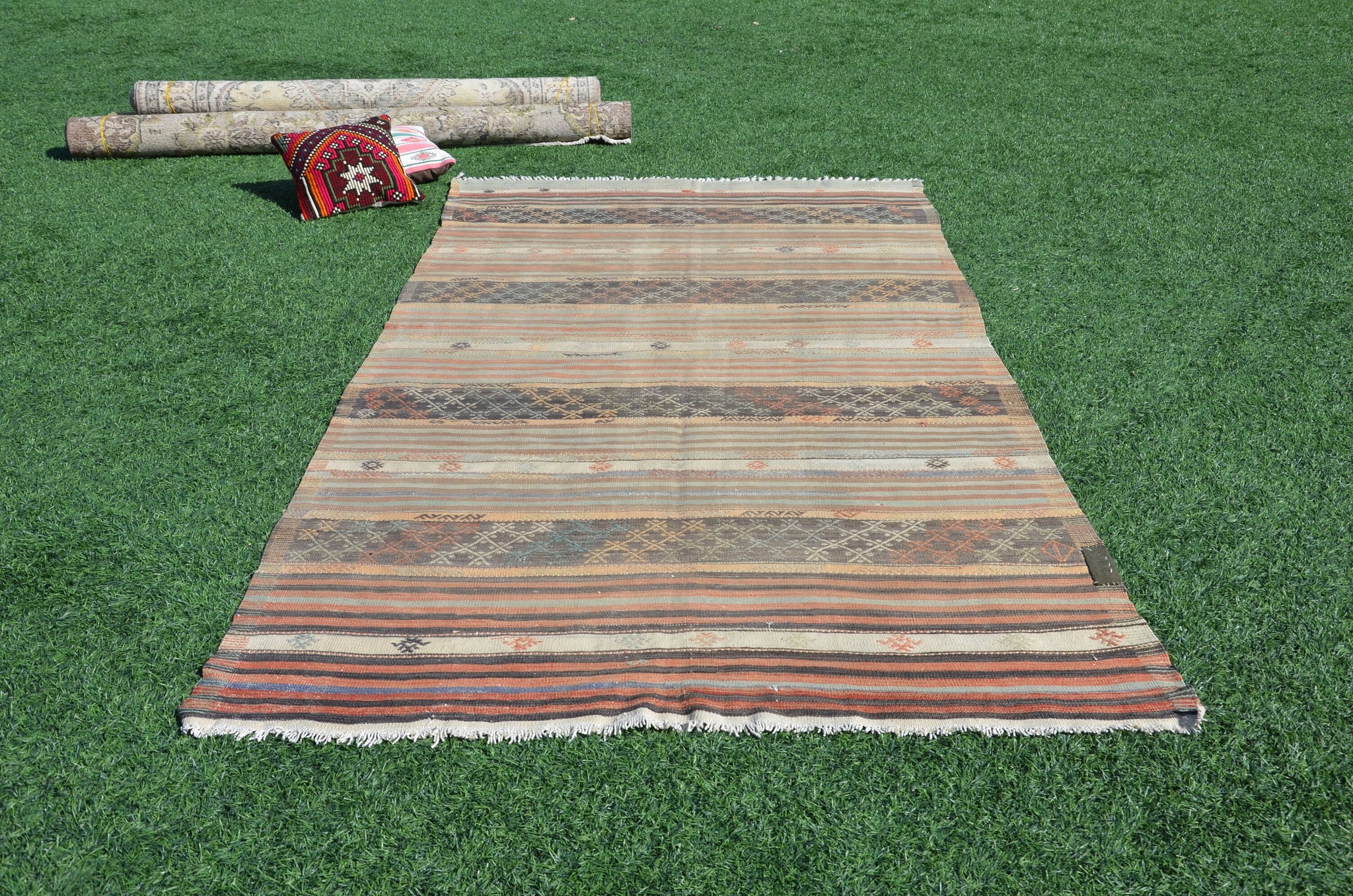 Handmade Turkish large Vintage rug for home decor, oversize rug, area rug oushak rug boho rug bedroom rug kitchen rug  kilim rug, rugs 10x5, 665258