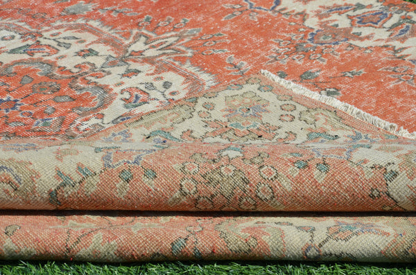 Natural Turkish large Vintage rug for home decor, oversize rug, area rug oushak rug boho rug bedroom rug kitchen rug  kilim rug, rugs 9x6, 665253