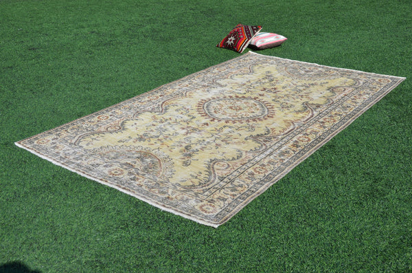 Hand knotted Turkish large Vintage rug for home decor, oversize rug, area rug oushak rug boho rug bedroom kitchen rug  kilim rug, rugs 9x6, 665241