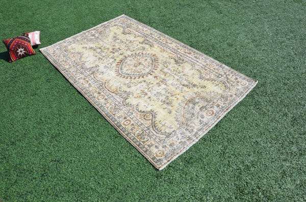 Hand knotted Turkish large Vintage rug for home decor, oversize rug, area rug oushak rug boho rug bedroom kitchen rug  kilim rug, rugs 9x6, 665241