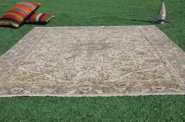 Hand knotted Turkish large Vintage rug for home decor, oversize rug, area rug oushak rug boho rug bedroom kitchen rug  kilim rug, rugs 8x5, 665235