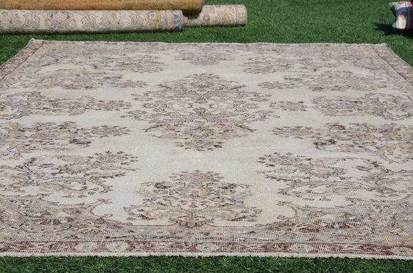 Natural Turkish large Vintage rug for home decor, oversize rug, area rug oushak rug boho rug bedroom rug kitchen rug  kilim rug, rugs 9x6, 665233