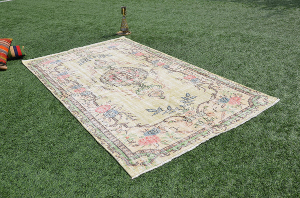 Hand knotted Turkish retro Vintage rug for home decor, large oversize rug, area rug oushak rug boho rug bedroom rug kitchen rug, rugs 9x5, 665221