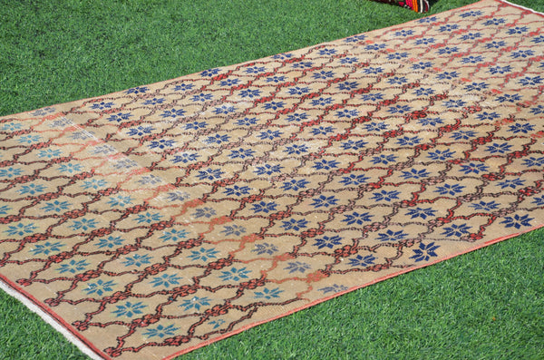 Hand knotted Turkish large Vintage rug for home decor, oversize rug, area rug oushak rug boho rug bedroom kitchen rug  kilim rug, rugs 8x5, 665208