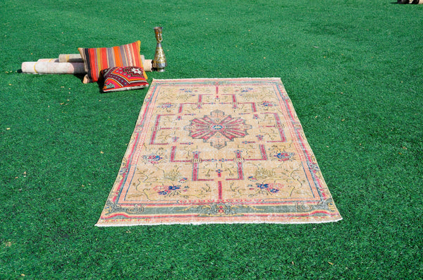 Unique Vintage Turkish Anatolian rug for home decor, area rug, oushak rug boho rug bedroom rug kitchen rug  bathroom rug kilim, rugs 8x4, 665285