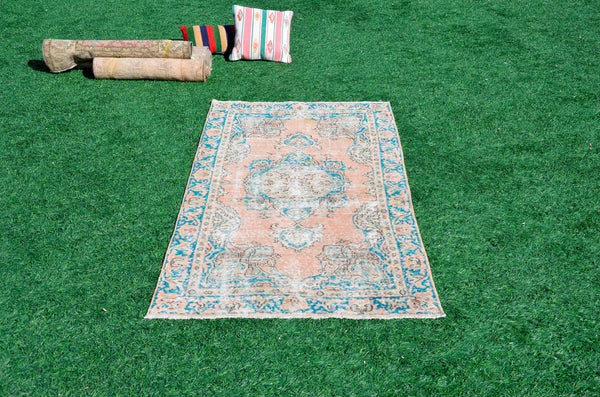 Blue oushak Turkish rug for home decor, Vintage rug, area rug boho rug bedroom rug kitchen rug bathroom rug kilim rugs handmade, rugs 6x3, 665276