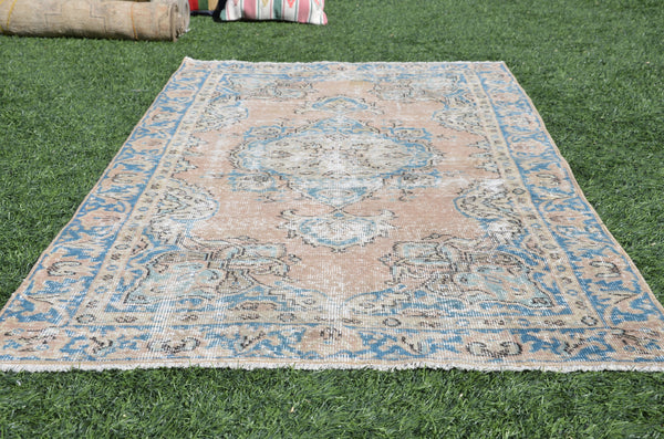 Blue oushak Turkish rug for home decor, Vintage rug, area rug boho rug bedroom rug kitchen rug bathroom rug kilim rugs handmade, rugs 6x3, 665276