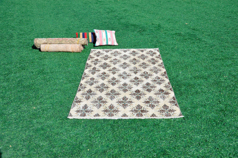 Natural oushak Turkish rug for home decor, Vintage rug, area rug boho rug bedroom rug kitchen rug bathroom rug kilim rugs handmade, rugs 6x4, 665280