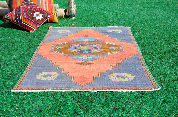 small area Handmade Turkish Vintage rug for home decor, bathroom rug, area rug oushak rug boho rug kitchen rug  kilim rug door mat, rugs 5x3, 665275