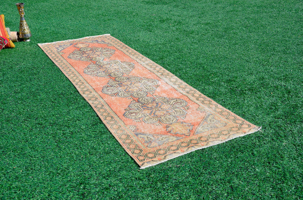 Turkish Handmade Vintage runner rug for home decor, area rug, Anatolian oushak rug boho rug kitchen rug  bathroom rug kilim, 9'7" x 2'11", 665273