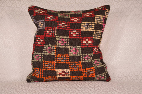 16 x 16 Handmade Decorative Vintage Pillow, %100 Wool, 664849