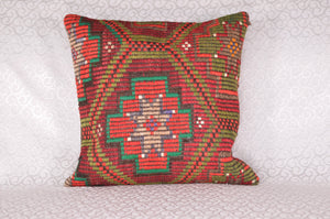 16 x 16 Handmade Turkish Vintage Pillow, %100 Wool, 664857
