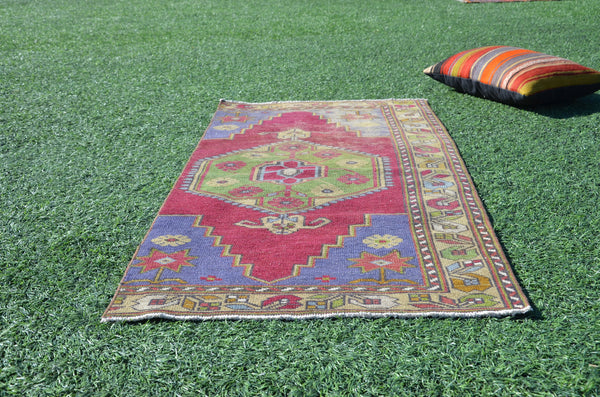 Vintage Handmade Turkish small area rug for home decor, bathroom rug, area rug oushak rug boho rug kitchen rug  kilim rug door mat, rugs 6x2, 665310