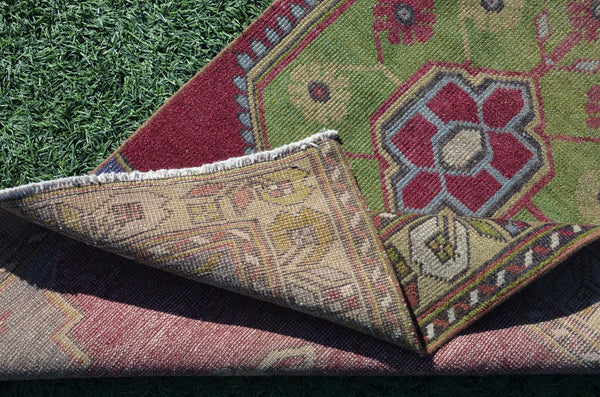 Vintage Handmade Turkish small area rug for home decor, bathroom rug, area rug oushak rug boho rug kitchen rug  kilim rug door mat, rugs 6x2, 665310