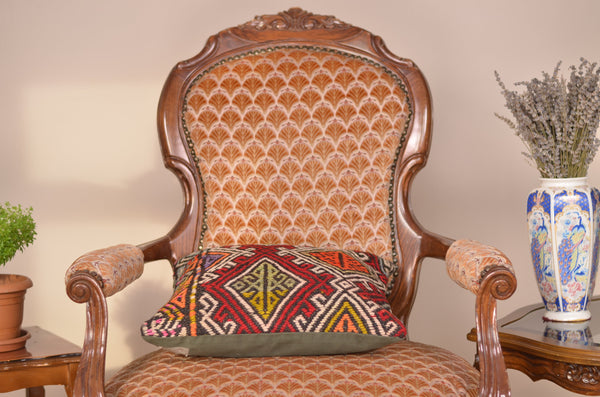 16 x 16 Handmade Turkish Vintage Pillow, %100 Wool, 664867