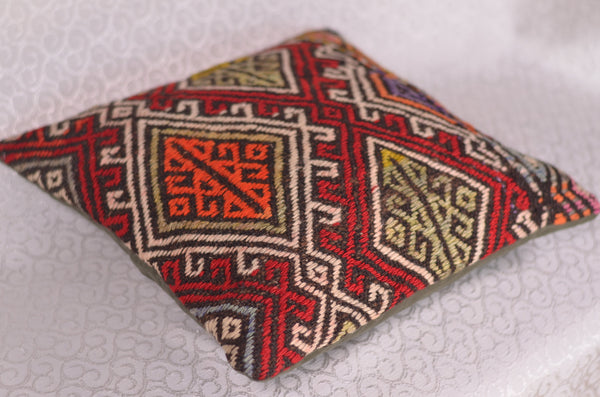 16 x 16 Handmade Turkish Vintage Pillow, %100 Wool, 664867