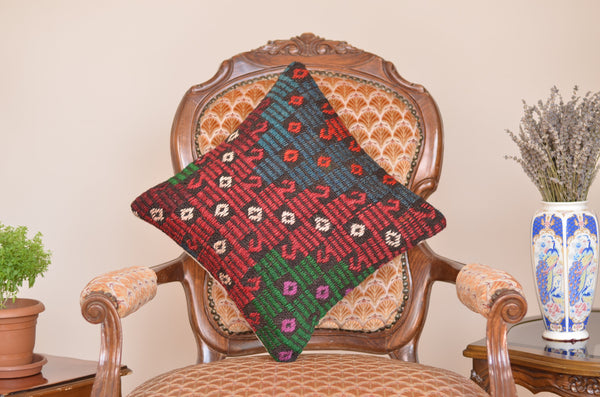 16 x 16 Handmade Turkish Vintage Pillow, %100 Wool, 664869