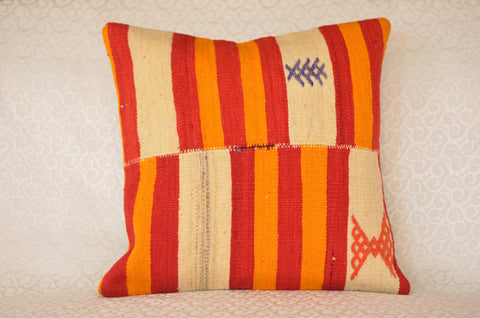 16 x 16 Handmade Turkish Vintage Pillow, %100 Wool, 664895