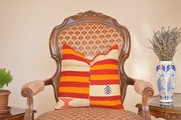 16 x 16 Handmade Turkish Vintage Pillow, %100 Wool, 664895