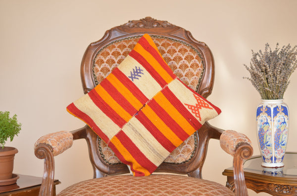 16 x 16 Handmade Turkish Vintage Pillow, %100 Wool, 664895