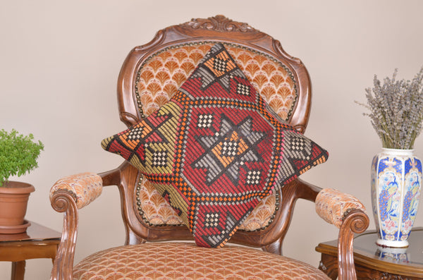 16 x 16 Handmade  Vintage Pillow, %100 Wool, 664902