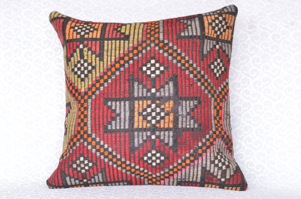 16 x 16 Handmade  Vintage Pillow, %100 Wool, 664902