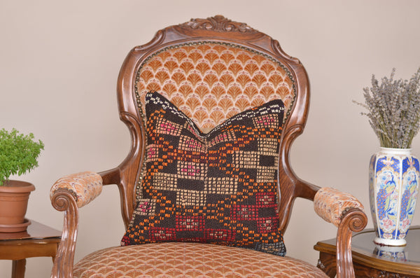16 x 16 Handmade Turkish Vintage Pillow, %100 Wool, 664904