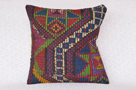 16 x 16 Handmade  Vintage Pillow, %100 Wool, 664911