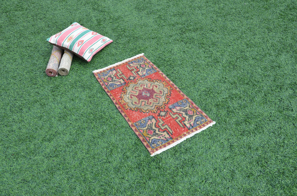 Natural Turkish Vintage small area rug doormat for home decor, bathroom rug, area oushak rug bathroom mat kitchen rug kilim rug, rug 2,9x1,5, 665098