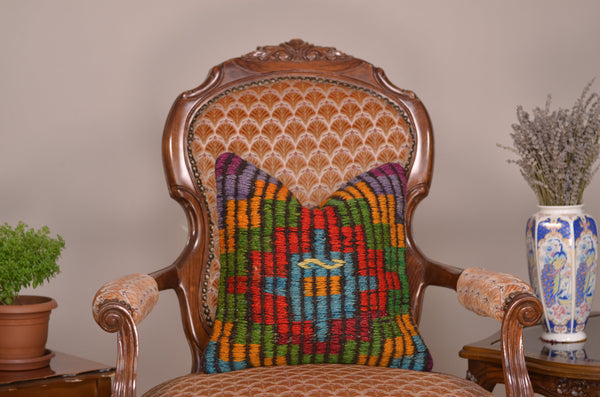 16 x 16 Handmade  Vintage Pillow, %100 Wool, 664912