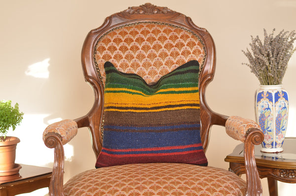 16 x 16 Handmade Turkish Vintage Pillow, %100 Wool, 664930