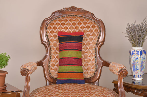 8 x 16 Handmade Turkish Vintage Pillow, %100 Wool, 664947