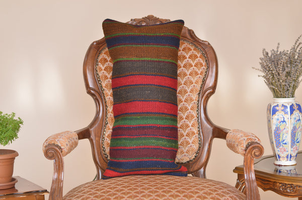 12 x 24 Handmade Turkish Vintage Pillow, %100 Wool, 664958