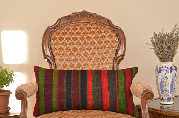 12 x 24 Handmade Turkish Vintage Pillow, %100 Wool, 664969