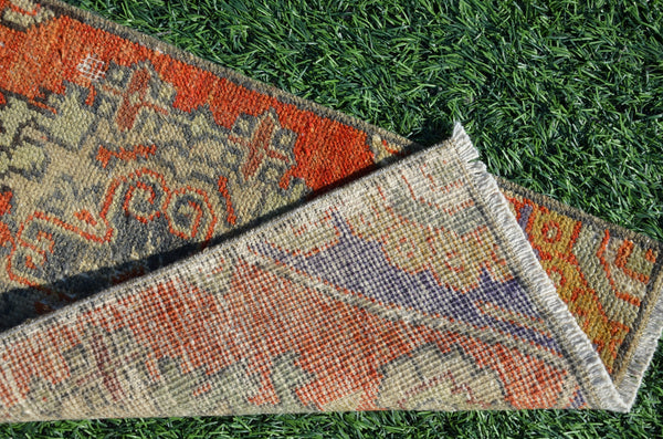 Handmade Turkish Vintage small area rug doormat for home decor, bathroom rug, area oushak rug bathroom mat kitchen kilim rug, rug 2,7X1,4, 665118