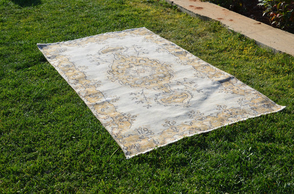 Handknotted oushak Turkish rug for home decor, Vintage rug, area rug boho rug bedroom rug kitchen rug bathroom rug kilim handmade, rugs 7x4, 664229