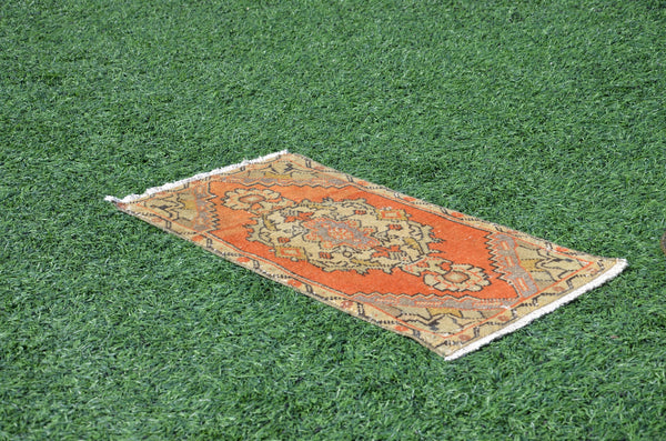 Natural Turkish Vintage small area rug doormat for home decor, bathroom rug, area oushak rug bathroom mat kitchen rug kilim rug, rug 2,8X1,4, 665139