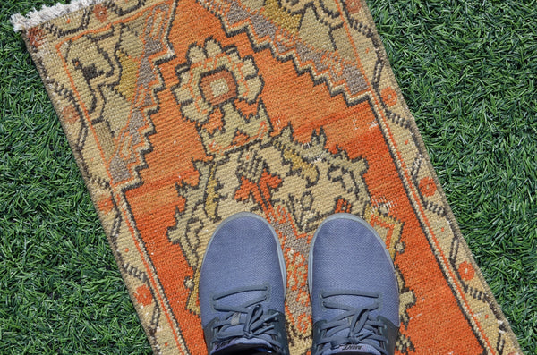Natural Turkish Vintage small area rug doormat for home decor, bathroom rug, area oushak rug bathroom mat kitchen rug kilim rug, rug 2,8X1,4, 665139