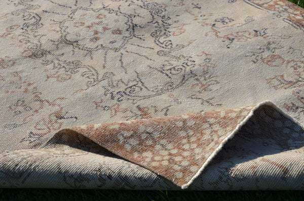 Beige oushak Turkish rug for home decor, Vintage rug, area rug boho rug bedroom rug kitchen rug bathroom rug kilim rugs handmade, rugs 7x4, 664245