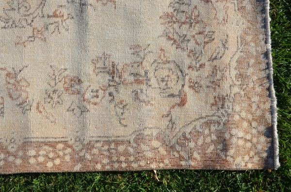Beige oushak Turkish rug for home decor, Vintage rug, area rug boho rug bedroom rug kitchen rug bathroom rug kilim rugs handmade, rugs 7x4, 664245