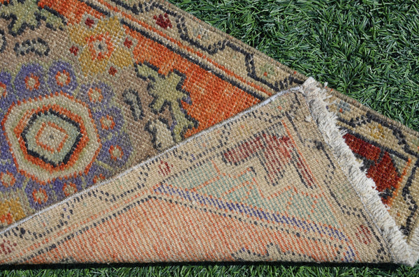 Handmade Turkish Vintage small area rug doormat for home decor, bathroom rug, area oushak rug bathroom mat kitchen kilim rug, rug 3,1X1,5, 665154