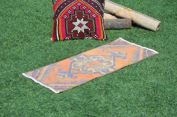 Unique Turkish Vintage small area rug doormat for home decor, bathroom rug, area oushak rug bathroom mat kitchen rug  kilim rug, rug 2,7X1,1, 665155