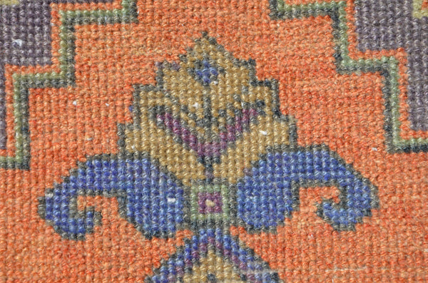 Unique Turkish Vintage small area rug doormat for home decor, bathroom rug, area oushak rug bathroom mat kitchen rug  kilim rug, rug 2,7X1,1, 665155