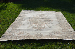 Gray oushak Turkish rug for home decor, Vintage rug, area rug boho rug bedroom rug kitchen rug bathroom rug kilim rugs handmade, rugs 7x4, 664251