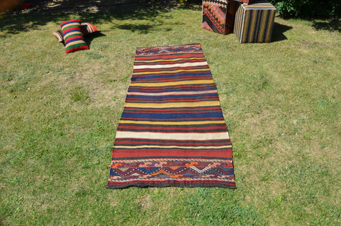 Turkish Handmade Anatolian Vintage rug for home decor, large rug, area rug oushak rug boho rug bedroom kitchen rug  kilim rug, rugs 7x3, 664286