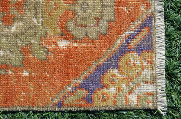 Handmade Turkish Vintage small area rug doormat for home decor, bathroom rug, area oushak rug bathroom mat kitchen kilim rug, rug 2.7X1.4, 665183